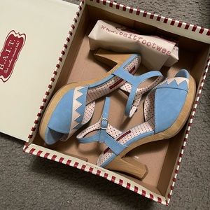 BAIT Footwear Retro Wooden Heel Blue Pump